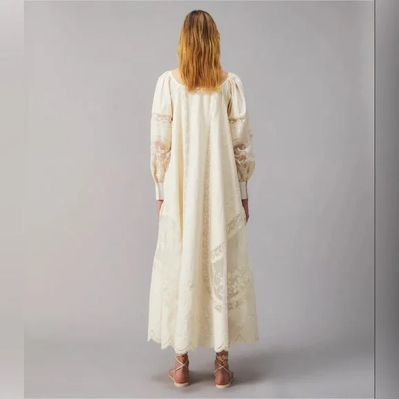 NWT $1898 Tory Burch Embroidered Poplin Dress